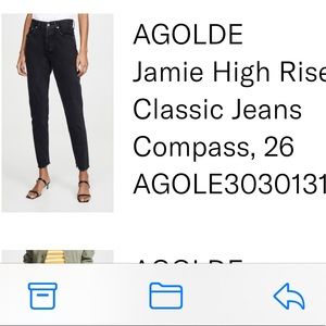 Agolde Jamie size 26 high rise black ripped jeans